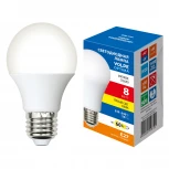 Лампа светодиодная матовая, теплый белый свет 3000K Volpe Optima LED-A60-8W/3000K/E27/FR/SLS
