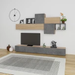 Тумба под ТВ TROMEN TV UNIT LEVE (ЛДСП,Пластик,ЛДСП/Черный,Дуб) арт.LEV00555