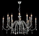 Подвесная люстра Crystal Lux MERCEDES SP6+6 CHROME/SMOKE (220V, на цепи, свеча)