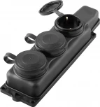 Розетка тройная с заземлением и крышкой (черный) Stekker Одри 32739