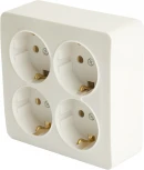 Розетка 4-х местная с заземлением (белый) Stekker София 49310