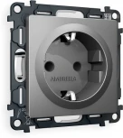 Комплект механизма Ambrella Volt электрической розетки ALFA MA657010 Антрацит серый с заземлением и шторками 2P+E 16A-250V QUANT