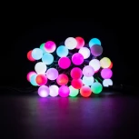 Гирлянда «Шарики» 7,5м Разноцветная с Мерцанием 6В, Диаметр Шарика 23мм, 50 LED, Провод Черный Каучук, IP65