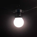 Светодиодная Гирлянда Матовая Колба 5м Тепло-Белая 24В, 10 LED, Провод Черный ПВХ, IP54