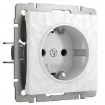 Розетка с заземлением и шторками (hammer белый) Werkel W1271101 (a052020)