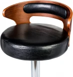 Стул барный DOBRIN FRED (коричневое дерево, чёрный) 1018-LMZ FRED, цвет сиденья черный, каркаса коричневое основания хром