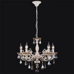 Подвесная люстра Eurosvet 3281 3281/5 белый с золотом / тонированный хрусталь (220V, хрусталь Strotskis, на цепи, подсвечник, свеча)