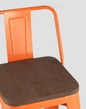 Стул полубарный Stool Group TOLIX WOOD со спинкой оранжевый глянцевый УТ000001860