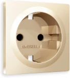 Лицевая панель Ambrella Volt ALFA (Шампань) для электрической розетки с заземлением со шторками QUANT AP6070