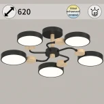 Потолочная люстра на штанге светодиодная Reluce 03326-0.3-05 BK+WOOD