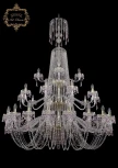 Подвесная большая люстра Art Classic 11.24 11.24.20+10+5.530.3d.XL-194.Gd.V7010 (220V, хрусталь, на цепи, подсвечник, свеча)