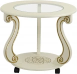Стол журнальный Грация (С) на колесах слоновая кость/золото от фабрики Mebelik