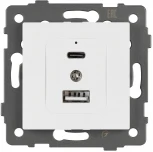 Механизм USB розетки SCT-MUAC-PL-WH-V (5V, 3A, QC4) (Arlight) 049839