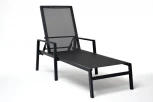 "Парма" шезлонг из алюминия темно-серый (RAL7024) муар, ткань текстилен серая 4SIS арт.УТ-00007159