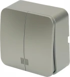 Выключатель двухклавишный с подсветкой (серебро) Stekker София 49298