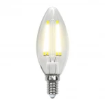Лампочка светодиодная свеча прозрачная E14 7,5W 3000K Uniel LED-C35-7,5W/WW/E14/CL GLA01TR