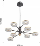 Потолочная люстра светодиодная на штанге Arte Milano Ferrara-72999 276699/8 BK/GD (220V)