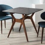 Стол R-Home Нарвик 860*860 мрамор Графит /темный орех