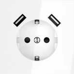 Розетка с заземлением, шторками и USBх2 (белый глянцевый) Voltum S70 VLS040401