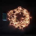 Гирлянда Бахрома на Батарейках с Таймером Оранжево-Розовая, 100 LED, Провод Прозрачный Силикон, IP65