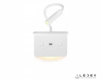 Бра с полкой на гибкой ножке для чтения с usb iLedex Support 7031C WH (220V, выключатель)