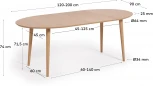 Раздвижной стол Oakland из МДФ с дубовым шпоном и ножками из массива каучука Ø120(200)x90 см La Forma (ex Julia Grup) арт.114617