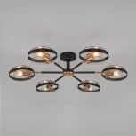 Потолочная люстра Wi-Fi на штанге Eurosvet Gallo 70121/6 черный (220V, управление смартфоном, голосовое управление, умный дом - Minimir Home, Алиса, Маруся, Салют, кольцо)