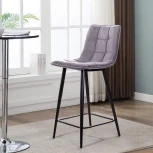 Стул полубарный UNO, бархат светло-серый 26/ чёрный конус Top Concept UNO 74737