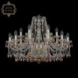 Подвесная большая люстра Art Classic 11.25 11.25.12+6.300.Gd.Sp.K777 (220V, хрусталь, на цепи, подсвечник, свеча)