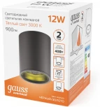 Накладной светильник Gauss Overhead HD008 12W 900lm 3000K IP20 черный LED (220V, круглые)