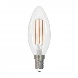 Лампа светодиодная, форма "свеча", прозрачная, белый свет 4000K Volpe Optima Филамент LED-C35-5,5W/4000K/E14/CL/SLF