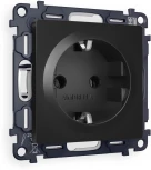 Комплект механизма Ambrella Volt электрической розетки ALFA MA806010 Черный матовый с заземлением на винтовых зажимах 2P+E 16A-250V QUANT