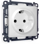 Комплект механизма Ambrella Volt электрической розетки ALFA MA107010 Белый глянец с заземлением со шторкми 2P+E 16A-250V QUANT