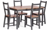 Обеденный комплект Соната (стол + 4 стула) / Sonata dining set Tetchair (Массив сосны/Графит) арт. 21793