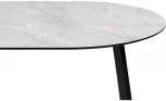 Стеклянный стол Woodville Алингсос 100(140)х100х76 белый мрамор / черный 532387