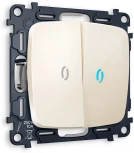 Комплект механизма Ambrella Volt 2-клавишного выключателя с подсветкой 10000K OMEGA MO304020 Бежевый глянец QUANT