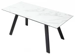 Стол Морис 140 БЕЛЫЙ МРАМОР САТИНАТ, стекло / черный