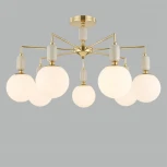 Потолочная люстра на штанге Lumion Vivien 6580/7C французское золото, серый/белый металл, керамика/стекло E14 7*40W 220V