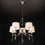 Подвесная люстра Wi-Fi Eurosvet Madera 10127/5 хром/прозрачный хрусталь Strotskis Smart (10093/5) (220V, управление смартфоном, голосовое управление, умный дом - Minimir Home, Алиса, Маруся, Салют, на цепи)