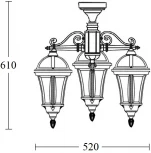 Потолочный светильник уличный Oasis Light ROMA S 95270SA/3 Bl (220V, фонарь, IP44)