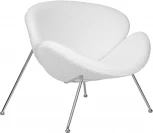 Кресло дизайнерское DOBRIN EMILY (белый (букле) ткань , хромированная сталь) 72-LMO EMILY, цвет сиденья букле белый, основания сталь