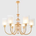 Подвесная люстра Crystal Lux ELENA SP6 GOLD (220V, на цепи, круглые)