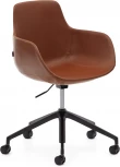 Рабочее кресло Tissiana коричневая искусственная кожа, алюминиевые ножки с матовой черной отделкой La Forma (ex Julia Grup) арт.175088