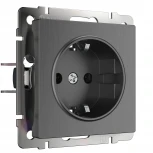 Розетка с заземлением и шторками (графит рифленый) Werkel W1171104 (a050750)