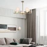 Потолочная люстра Wi-Fi на штанге Eurosvet Marble 60158/5 латунь (220V, управление смартфоном, голосовое управление, умный дом - Minimir Home, Алиса, Маруся, Салют)