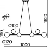 Подвесной светильник Freya Globos FR5222PL-08B1 (220V, на тросе, шарики, молекулы)
