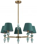 Потолочная люстра на штанге Lumion Vermont 8275/5 латунь/зеленый, металл/керамика/ткань Е14 5*40W 220V