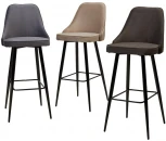 Барный стул NEPAL-BAR СЕРЫЙ #27, велюр/ черный каркас (H=78cm) M-City 461MC05091