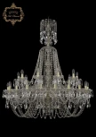 Подвесная большая люстра Art Classic 11.11 11.11.20+10.400.XL-128.Gd.Sp (220V, хрусталь, на цепи, подсвечник, свеча)