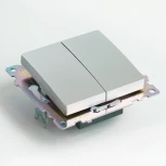 Переключатель двухклавишный (серебро) Stekker Катрин 49168